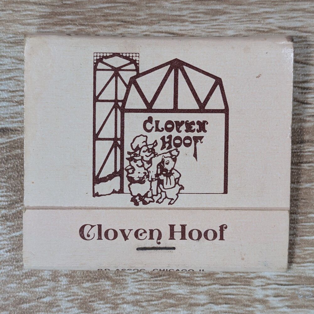 Vintage Cloven Hoof Steak House Matchbook Marengo Illinois IL  (70 characters)